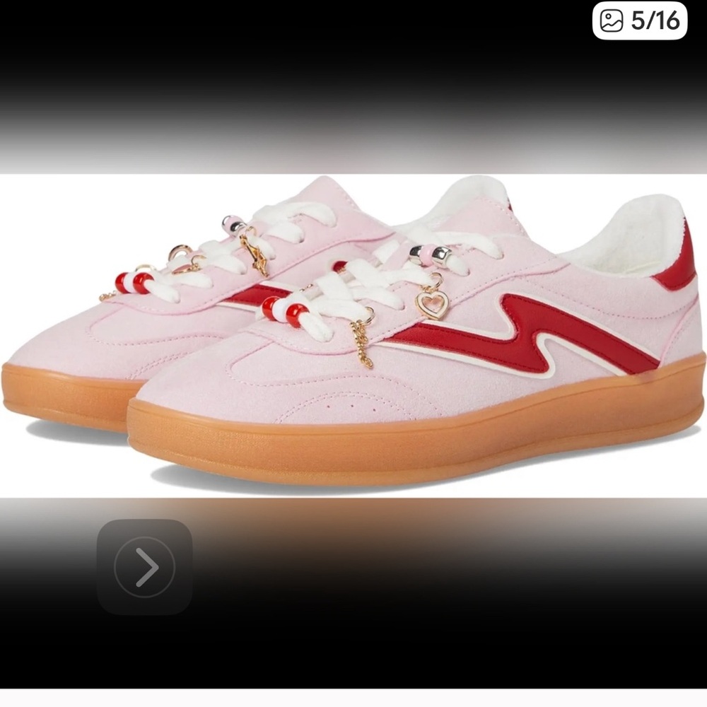 Madden Girl Giia Women's Suede Pink and Red Sneakers with Charms Size 8